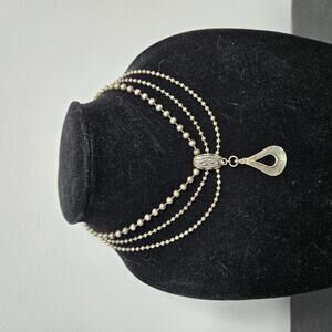 Silpada Sterling Silver Multi Strand Bead Necklace Teardrop Pendant Artisan